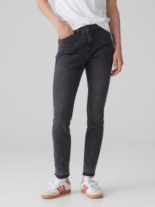 OPUS Dżinsy - Skinny fit - w kolorze antracytowym rozmiar: 44/L28. Czarne jeansy Opus, z aplikacjami, ze skóry. Za 171,28 zł.