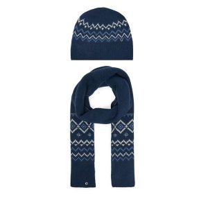 Zestaw Szalik i Czapka Guess. Niebieskie szaliki Guess, na zimę, z aplikacjami. Za 409,99 zł.