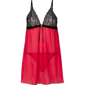 Koszulka nocna + stringi (2 części) bonprix czerwony. Koszule nocne marki bonprix. Za 34,99 zł.