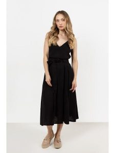 Awama Sukienka w kolorze czarnym rozmiar: L. Czarne sukienki Awama, l, bez wzorów, z bawełny, bez kołnierzyka, bez ramiączek, maxi. Za 139,99 zł.