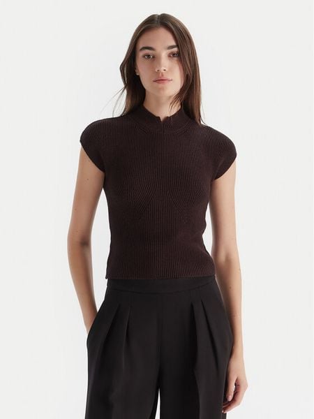 TWINSET Bluzka 252TT3550 Brązowy Regular Fit. Brązowe bluzki Twinset, m, bez wzorów, z wiskozy, bez kołnierzyka, bez ramiączek. Za 349,99 zł.