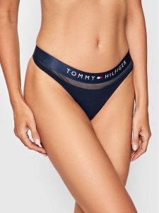 Tommy Hilfiger Stringi Thong UW0UW00064 Granatowy. Niebieskie stringi TOMMY HILFIGER, bez wzorów, z bawełny. Za 79,99 zł.