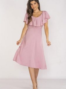 Sukienka Model A659 Dirty Pink - awama. Różowe sukienki Awama, na spotkanie biznesowe, na lato, l, bez wzorów, z elastanu, eleganckie, bez kołnierzyka, bez ramiączek, midi. Za 276,30 zł.