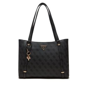 Torebka Guess. Czarne shopper bag Guess, z aplikacjami, bez dodatków. Za 539,99 zł.