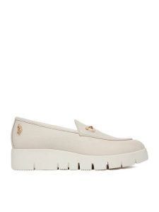 U.S. Polo Assn. Półbuty EO-NOVA001W/6L1 Écru. Białe czółenka U.S. Polo Assn., bez wzorów, ze skóry, bez obcasa, na koturnie, bez zapięcia. Za 369,99 zł.