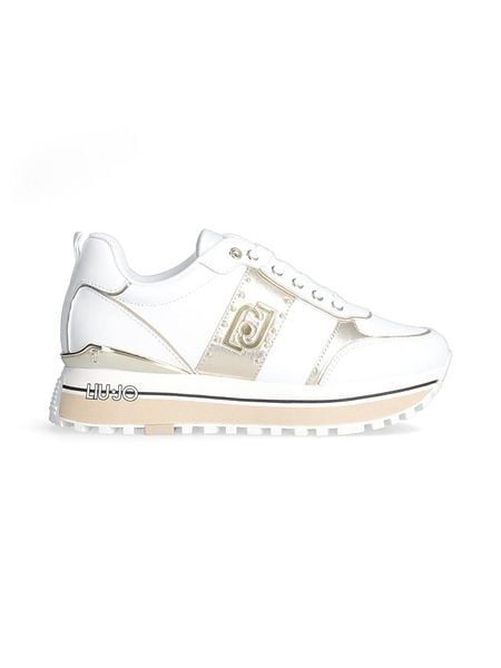 Liu Jo Skórzane sneakersy w kolorze złoto-białym rozmiar: 39. Białe trampki Liu Jo, bez wzorów, z materiału, bez zapięcia. Za 367,99 zł.