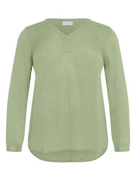 KAFFE curve Bluzka w kolorze zielonym rozmiar: 46. Zielone bluzki KAFFE curve, s, bez wzorów, z wiskozy, klasyczne, bez kołnierzyka, bez ramiączek. Za 72,45 zł.