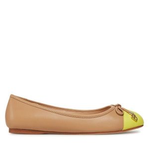 Baleriny TWINSET. Brązowe balerinki Twinset, bez wzorów, bez obcasa, bez zapięcia. Za 465,99 zł.