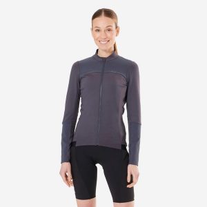 Bluza rowerowa damska Rockrider XC długi rękaw. Niebieskie bluzy ROCKRIDER, m, bez wzorów, z elastanu, bez kaptura. Za 179,99 zł.