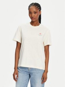 Mustang T-Shirt Floris 1016141 Écru Relaxed Fit. T-shirty Mustang, l, bez wzorów, z bawełny, bez kołnierzyka, bez ramiączek. Za 89,99 zł.