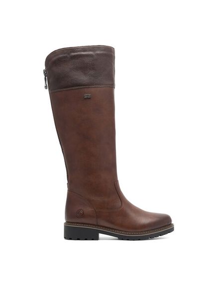 Remonte Kozaki R6581-22 Brązowy. Brązowe kozaki Remonte, bez wzorów, ze skóry, bez obcasa, na płaskiej podeszwie, bez zapięcia. Za 495,00 zł.