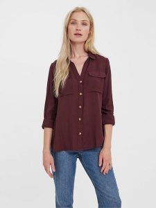 Vero Moda Koszula w kolorze brązowym rozmiar: XS. Brązowe koszule Vero Moda, xs, bez wzorów, z wiskozy, bez kołnierzyka, bez ramiączek. Za 57,20 zł.