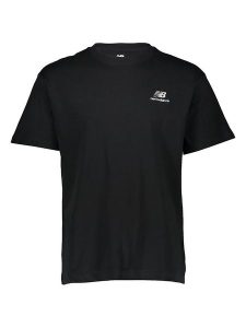 New Balance Koszulka "Uni-ssentials" w kolorze czarnym rozmiar: L-XL. Czarne bluzki New Balance, l, bez wzorów, bez kołnierzyka, bez ramiączek. Za 79,03 zł.