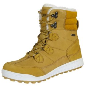 Wodoodporne buty zimowe damskie futro wełna jagnięca. Brązowe buty trekkingowe GUGGEN MOUNTAIN, z futra, bez zapięcia. Za 626,21 zł.