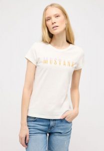 DAMSKA KOSZULKA MUSTANG LOGO T-shirty Loa Whisper White 1015177 2013. Białe bluzki Mustang, s, bez wzorów, bez kołnierzyka, bez ramiączek. Za 69,99 zł.