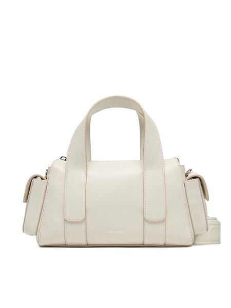 Calvin Klein Torebka Webbing Strap Pocket Bag LV04F3291G Biały. Białe torebki klasyczne Calvin Klein, bez wzorów, ze skóry, bez dodatków. Za 489,99 zł.