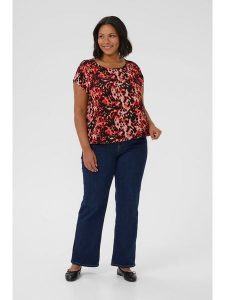 KAFFE curve Bluzka w kolorze czerwono-czarnym rozmiar: 44. Czerwone bluzki KAFFE curve, bez wzorów, z wiskozy, bez kołnierzyka, bez ramiączek. Za 60,99 zł.