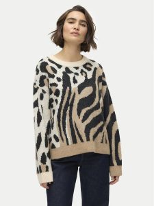 Vero Moda Sweter Kai 10310645 Beżowy Regular Fit. Brązowe swetry klasyczne Vero Moda, s, z syntetyku, bez kołnierzyka. Za 89,99 zł.