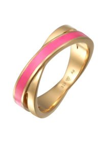 Elli Damski pierścionek skręcony z białą emalią ze srebra próby 925 Sterling Silver Pierścionki 1 ct. Białe pierścionki Elli, srebrne. Za 266,89 zł.