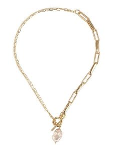 Otazu Pozłacany naszyjnik z perełką Swarovski - dł. 41 cm rozmiar: onesize. Żółte naszyjniki Otazu, z perłą, pozłacane. Za 173,99 zł.