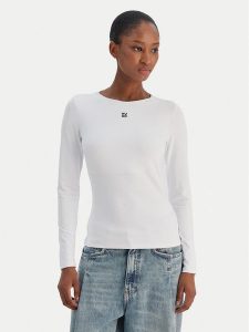 HUGO Bluzka Dasiia 50545208 Biały Slim Fit. Białe bluzki Hugo, s, bez wzorów, z syntetyku, bez kołnierzyka, bez ramiączek. Za 399,99 zł.