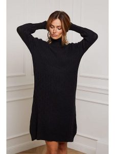 So Cachemire Sukienka dzianinowa "Eclose" w kolorze czarnym rozmiar: M. Czarne sukienki So Cachemire, na co dzień, m, bez wzorów, z dzianiny, bez kołnierzyka, bez ramiączek, mini, proste. Za 178,79 zł.