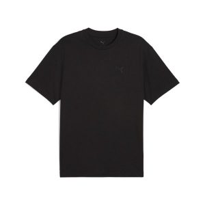 Koszulka unisex Essentials Elevated PUMA Black. Czarne koszulki sportowe Puma, bez wzorów, z materiału, bez ramiączek. Za 109,00 zł.