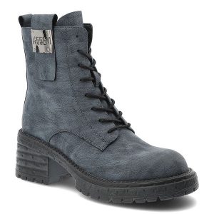 Granatowe Botki Artiker Modne Buty Damskie. Niebieskie botki ARTIKER, bez wzorów, bez obcasa, na słupku, bez zapięcia. Za 305,99 zł.