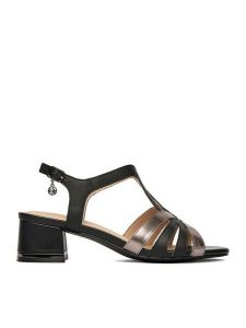 Lasocki Sandały CEO-25F575-1 Czarny. Czarne sandały Lasocki, bez wzorów, ze skóry, bez obcasa, na słupku, bez zapięcia. Za 199,99 zł.
