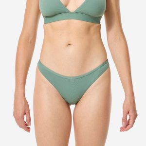 Dół kostiumu kąpielowego damski Decathlon Zuma Lulu. Zielone bikini OLAIAN, bez wzorów, z elastanu. Za 39,99 zł.