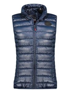 Geographical Norway Kamizelka pikowana "Annecy" w kolorze granatowym rozmiar: XL. Niebieskie kamizelki Geographical Norway, xl, z aplikacjami, bez kołnierzyka, bez ramiączek, bez kaptura. Za 126,75 zł.