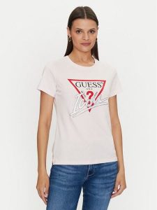Guess T-Shirt Icon W4YI32 I3Z14 Różowy Regular Fit. Czerwone t-shirty Guess, s, z aplikacjami, z bawełny, bez kołnierzyka, bez ramiączek. Za 109,99 zł.