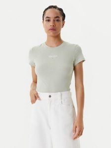 Tommy Jeans T-Shirt Essential DW0DW20913 Zielony Slim Fit. Zielone t-shirty Tommy Jeans, l, bez wzorów, z bawełny, bez kołnierzyka, bez ramiączek. Za 89,99 zł.