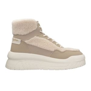 Buty Lee Cooper LCJ-24-47-3146LA beżowy. Brązowe buty zimowe z polaru, bez obcasa, bez zapięcia. Za 285,68 zł.