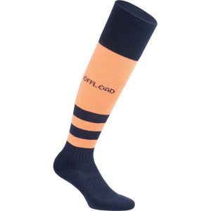Skarpety do rugby R500 DAMSKIE. Brązowe skarpetki OFFLOAD, bez wzorów, z elastanu. Za 19,99 zł.