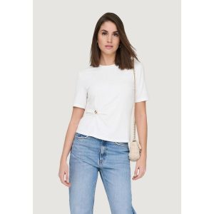 Koszulka crop top Kobieta ONLY Onlelena S/S Detail T-Sud Jrs. Białe topy ONLY, s, bez wzorów, z materiału, bez kołnierzyka, bez ramiączek. Za 130,75 zł.