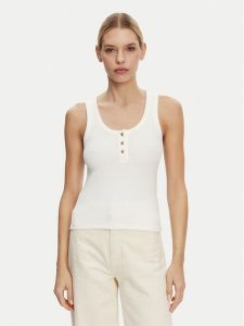 Tommy Hilfiger Top Henley WW0WW43920 Biały Slim Fit. Białe topy TOMMY HILFIGER, xxl, bez wzorów, z bawełny, bez kołnierzyka, bez ramiączek. Za 179,99 zł.