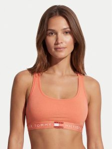 Tommy Hilfiger Biustonosz top Heritage Logo Underband Racerback Bralette UW0UW06221 Pomarańczowy. Brązowe biustonosze TOMMY HILFIGER, m, bez wzorów, z bawełny, bez kołnierzyka, bez ramiączek. Za 139,99 zł.