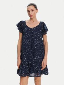 Pepe Jeans Sukienka codzienna Dafne PL953709 Granatowy Regular Fit. Niebieskie kombinezony Pepe Jeans, na co dzień, s, bez wzorów, z bawełny, bez kołnierzyka, bez ramiączek, proste. Za 209,99 zł.