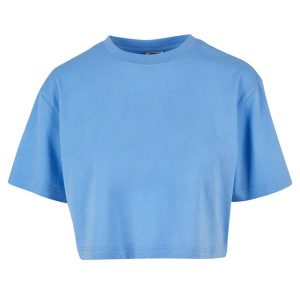Krótka Koszulka Damska Oversize Crop. Niebieskie bluzki Urban Classics, xl, bez wzorów, sportowe, bez kołnierzyka, bez ramiączek. Za 54,99 zł.