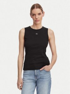 Calvin Klein Jeans Top LV047F246G Czarny Slim Fit. Czarne topy Calvin Klein Jeans, m, bez wzorów, z bawełny, bez kołnierzyka, bez ramiączek. Za 169,99 zł.