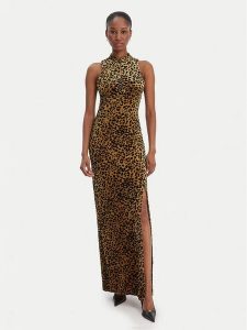 Guess Sukienka wieczorowa W6RK10 KA652 Beżowy Regular Fit. Brązowe sukienki Guess, xl, z aplikacjami, z syntetyku, wizytowe, bez kołnierzyka, bez ramiączek. Za 659,99 zł.