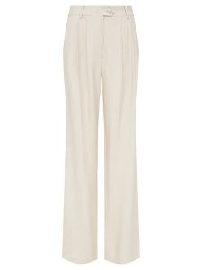 LeGer Spodnie "Edina" w kolorze kremowym rozmiar: 44. Brązowe spodnie z wysokim stanem LeGer, bez wzorów, z materiału, z podwyższonym stanem, długie. Za 152,98 zł.