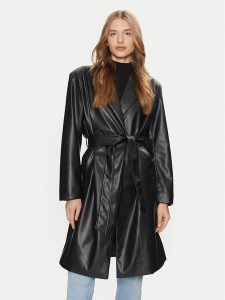 ONLY Płaszcz przejściowy Bina 15326827 Czarny Regular Fit. Czarne płaszcze ONLY, m, bez wzorów, ze skóry, bez kaptura. Za 229,99 zł.