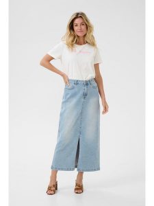 Kaffe Spódnica dżinsowa w kolorze błękitnym rozmiar: 36. Niebieskie spódnice Kaffe, na co dzień, z aplikacjami, ze skóry, klasyczne, maxi. Za 131,43 zł.