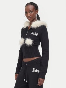 Juicy Couture Kardigan JCWAS226309 Czarny Regular Fit. Czarne kardigany Juicy Couture, z syntetyku. Za 499,99 zł.