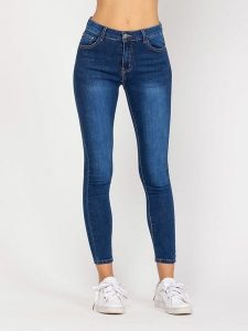 Tantra Dżinsy - Slim fit - w kolorze granatowym rozmiar: L. Niebieskie jeansy Tantra, z aplikacjami, ze skóry, z podwyższonym stanem. Za 136,78 zł.