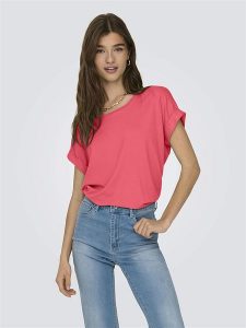ONLY Koszulka w kolorze różowym rozmiar: XS. Różowe bluzki ONLY, xs, bez wzorów, bez kołnierzyka, bez ramiączek. Za 65,95 zł.