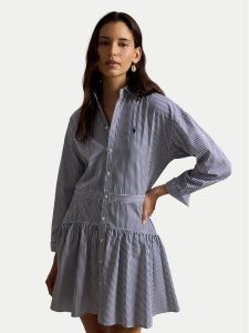 Polo Ralph Lauren Sukienka koszulowa 211B22754001 Granatowy Regular Fit. Niebieskie sukienki Polo Ralph Lauren, bez wzorów, z bawełny, bez kołnierzyka, bez ramiączek, koszulowe. Za 699,99 zł.