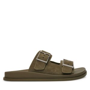 Klapki Calvin Klein. Zielone klapki Calvin Klein, bez wzorów, bez obcasa. Za 309,99 zł.